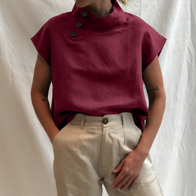 Celmia Women Short Sleeve Blusas 2022 Summer Cotton Linen Shirts Fashion Oversized Blouses Casual Loose Camisas Solid Tunic Tops