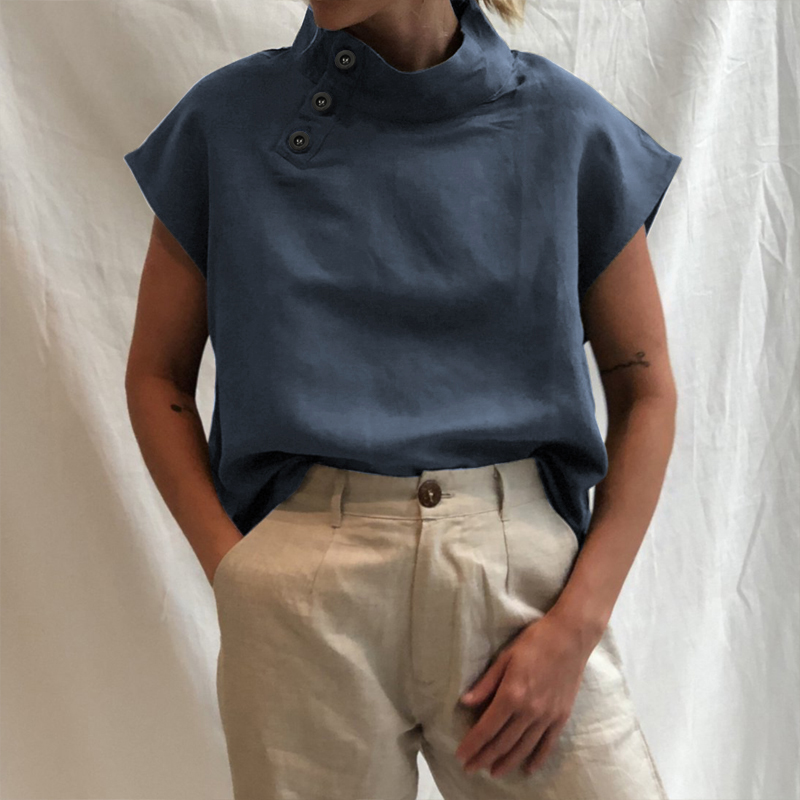 Celmia Women Short Sleeve Blusas 2022 Summer Cotton Linen Shirts Fashion Oversized Blouses Casual Loose Camisas Solid Tunic Tops