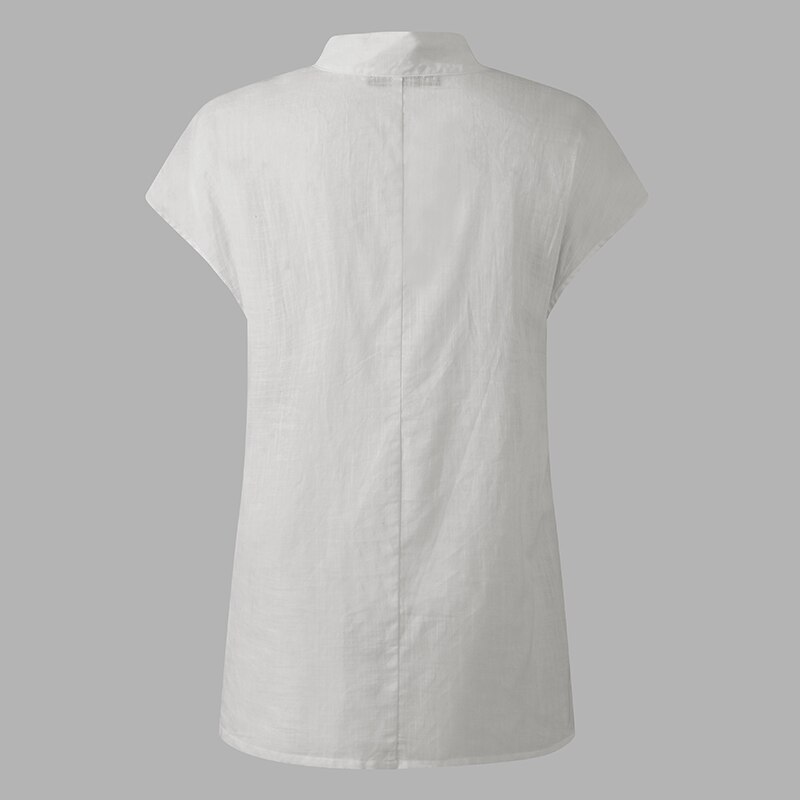 Celmia Women Short Sleeve Blusas 2022 Summer Cotton Linen Shirts Fashion Oversized Blouses Casual Loose Camisas Solid Tunic Tops