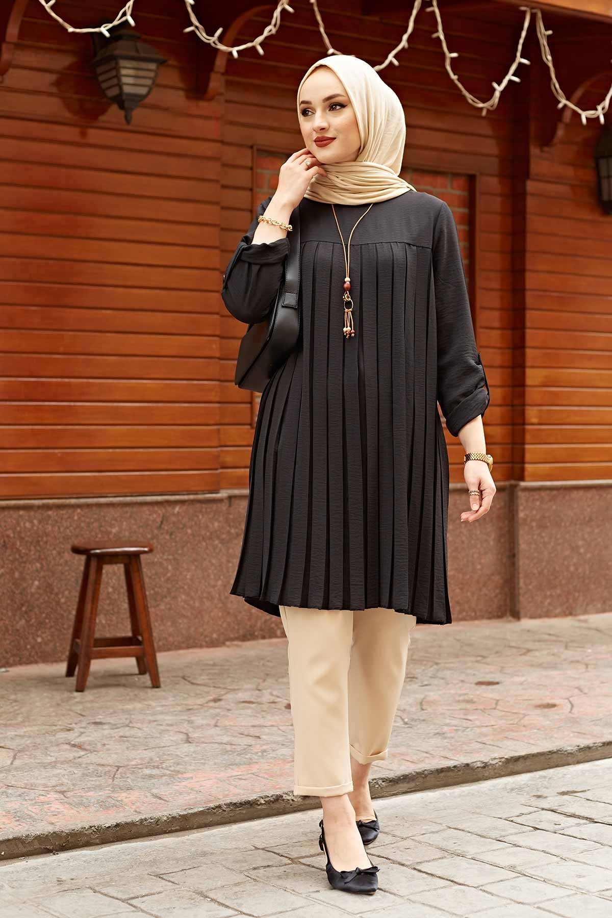 Muslim Woman Pleated Tunic Long Sleeve Muslim Tops Women Abaya Dubai Vintage Blouse Plaid Spring Autumn Warm Shirt Clothes Ladie