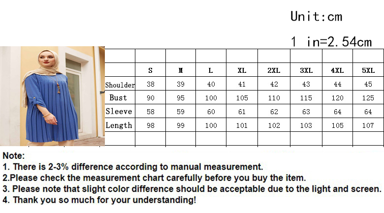 Muslim Woman Pleated Tunic Long Sleeve Muslim Tops Women Abaya Dubai Vintage Blouse Plaid Spring Autumn Warm Shirt Clothes Ladie