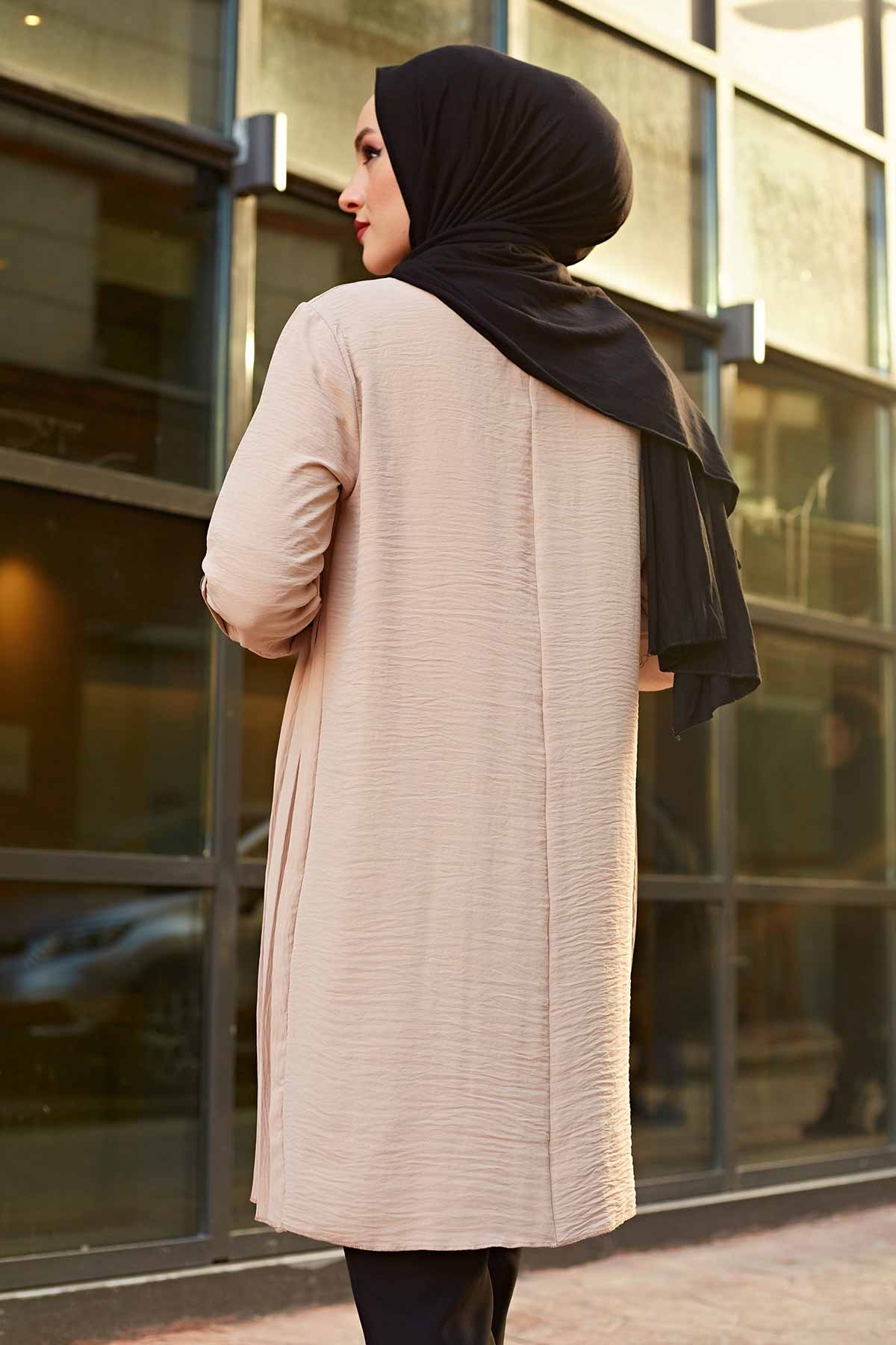 Muslim Woman Pleated Tunic Long Sleeve Muslim Tops Women Abaya Dubai Vintage Blouse Plaid Spring Autumn Warm Shirt Clothes Ladie