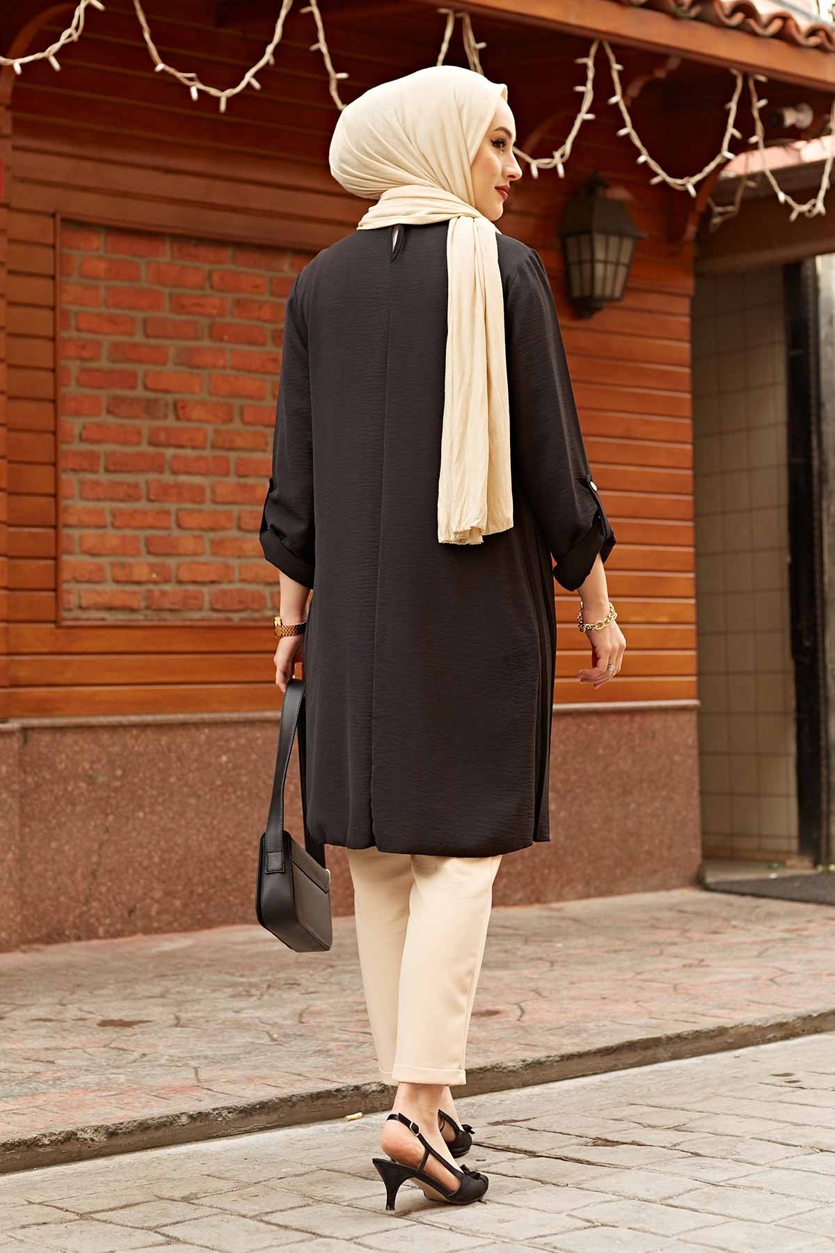 Muslim Woman Pleated Tunic Long Sleeve Muslim Tops Women Abaya Dubai Vintage Blouse Plaid Spring Autumn Warm Shirt Clothes Ladie