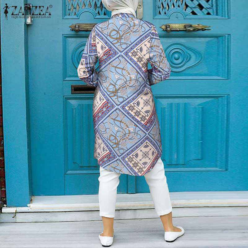 Bohemian Casual Loose Elegant Tops Shirts ZANZEA Muslim Islamic Women Full Sleeved Lapel Vintage Blouse Elegant Printed Button Bohemian Casual Loose Elegant Tops Shirts ZANZEA Muslim Islamic Women Full Sleeved Lapel Vintage Blouse Elegant Printed Button