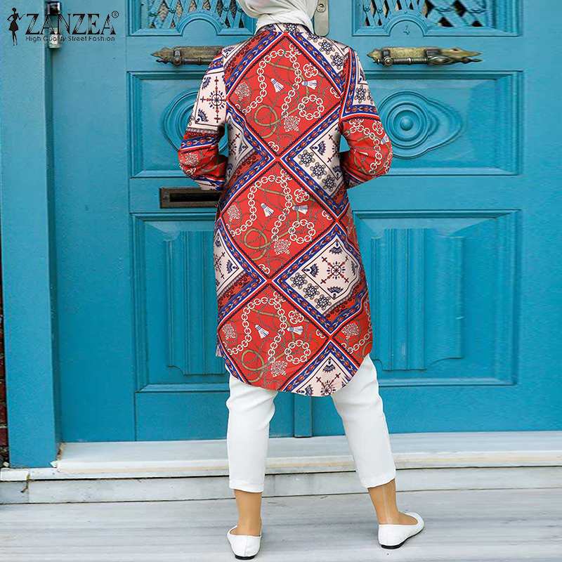 Bohemian Casual Loose Elegant Tops Shirts ZANZEA Muslim Islamic Women Full Sleeved Lapel Vintage Blouse Elegant Printed Button Bohemian Casual Loose Elegant Tops Shirts ZANZEA Muslim Islamic Women Full Sleeved Lapel Vintage Blouse Elegant Printed Button