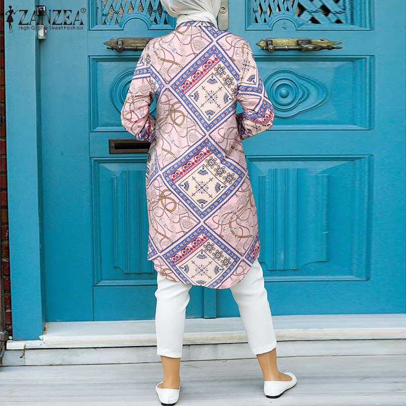 Bohemian Casual Loose Elegant Tops Shirts ZANZEA Muslim Islamic Women Full Sleeved Lapel Vintage Blouse Elegant Printed Button Bohemian Casual Loose Elegant Tops Shirts ZANZEA Muslim Islamic Women Full Sleeved Lapel Vintage Blouse Elegant Printed Button