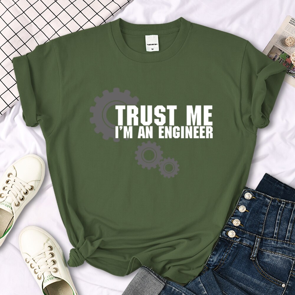 Womens T Shirt Trust Me I'M An Engineer Funny Graphic Printing Tees Oversize Loose Short Sleeve Harajukua Style Female Tshirts