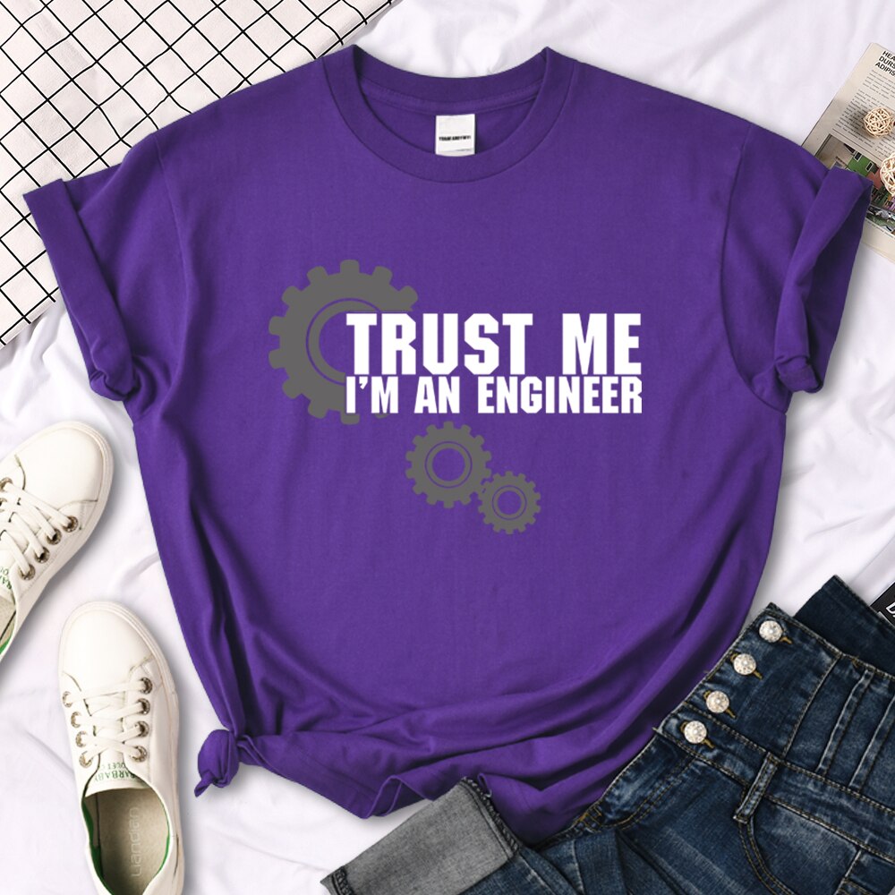 Womens T Shirt Trust Me I'M An Engineer Funny Graphic Printing Tees Oversize Loose Short Sleeve Harajukua Style Female Tshirts