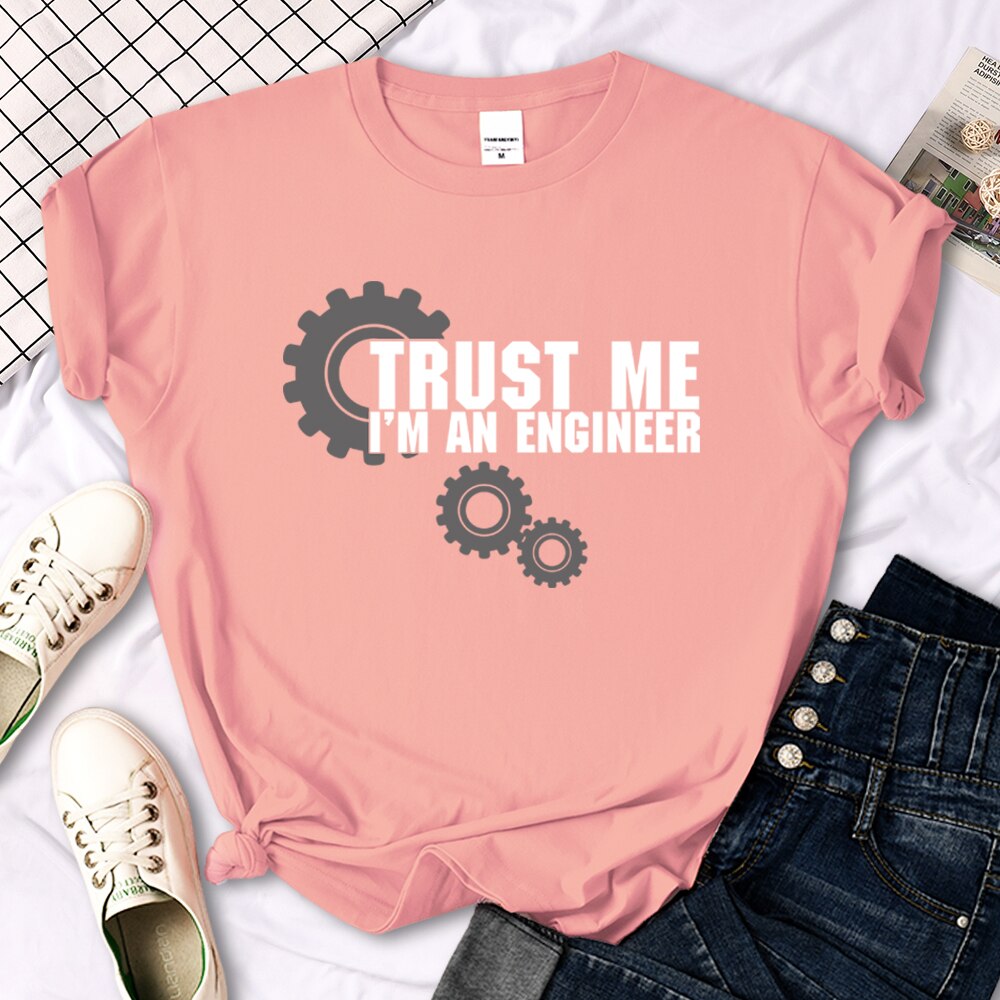 Womens T Shirt Trust Me I'M An Engineer Funny Graphic Printing Tees Oversize Loose Short Sleeve Harajukua Style Female Tshirts