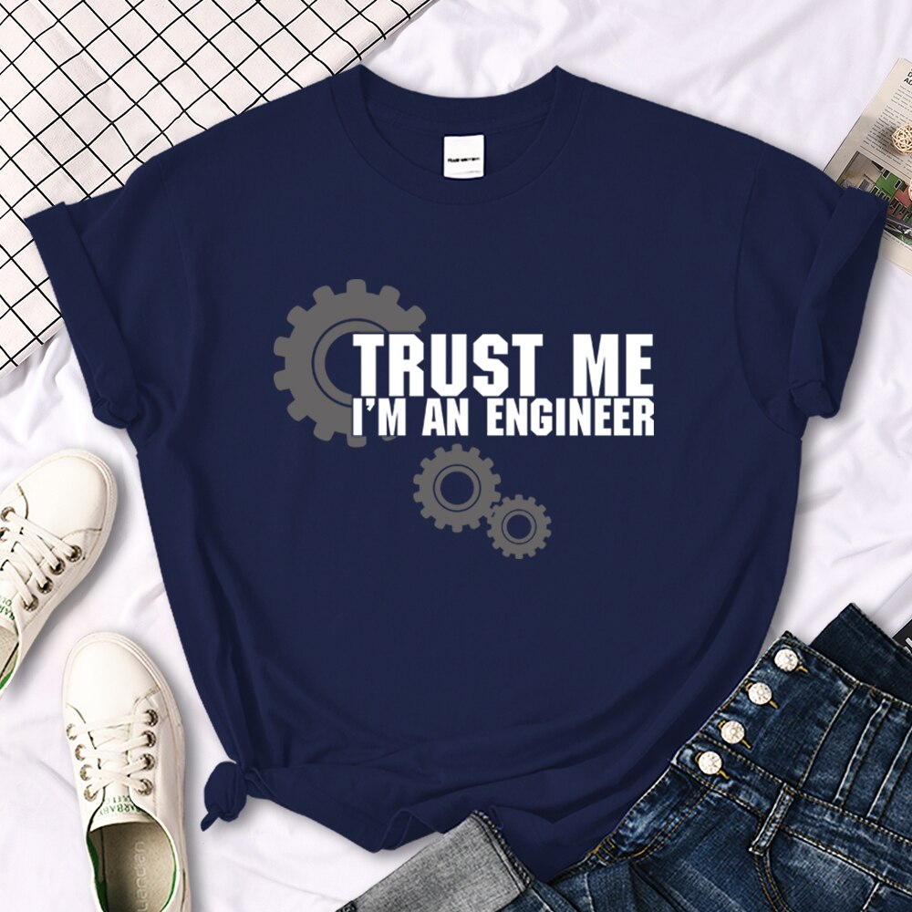 Womens T Shirt Trust Me I'M An Engineer Funny Graphic Printing Tees Oversize Loose Short Sleeve Harajukua Style Female Tshirts
