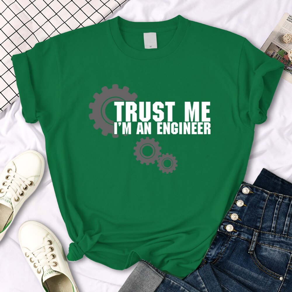 Womens T Shirt Trust Me I'M An Engineer Funny Graphic Printing Tees Oversize Loose Short Sleeve Harajukua Style Female Tshirts