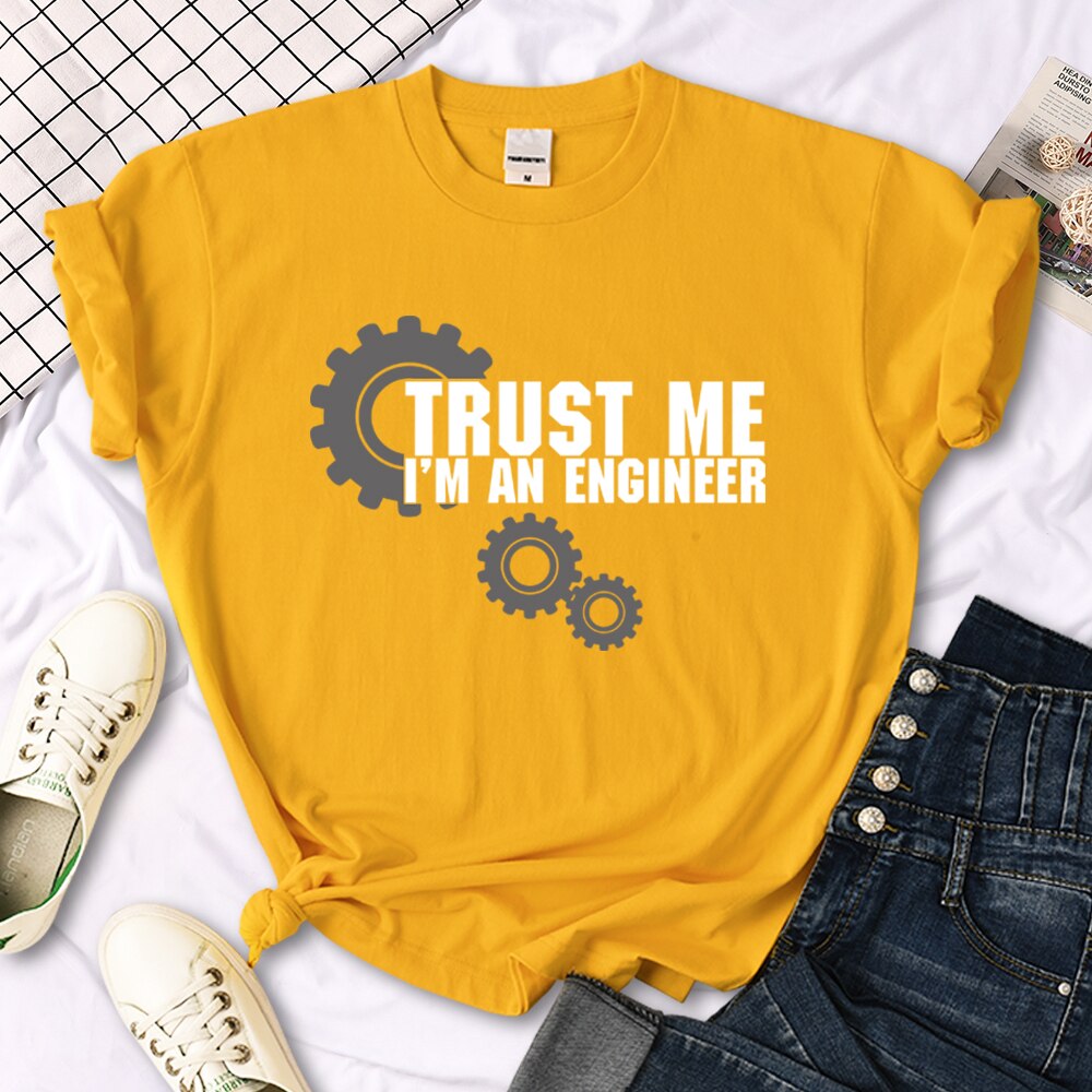 Womens T Shirt Trust Me I'M An Engineer Funny Graphic Printing Tees Oversize Loose Short Sleeve Harajukua Style Female Tshirts
