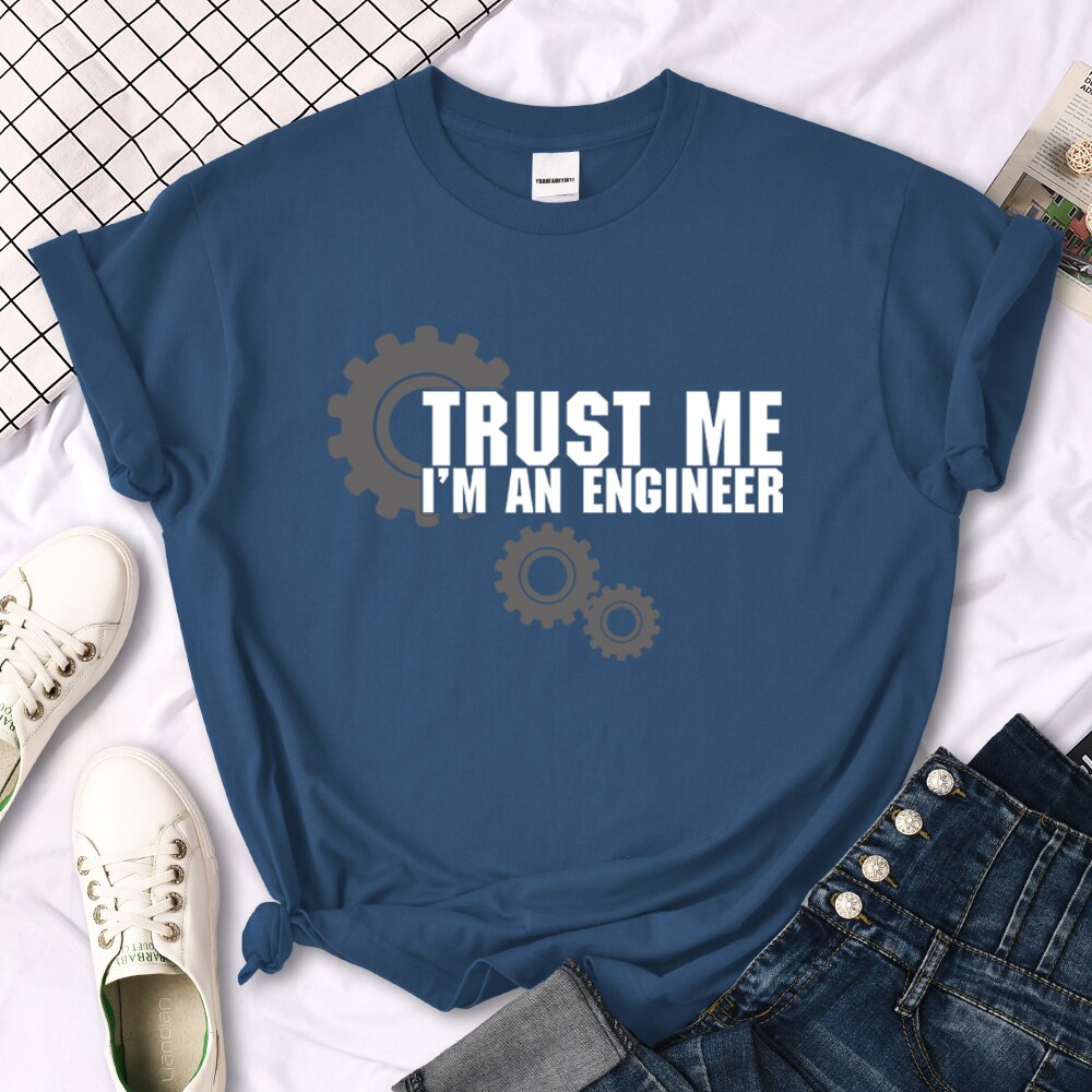 Womens T Shirt Trust Me I'M An Engineer Funny Graphic Printing Tees Oversize Loose Short Sleeve Harajukua Style Female Tshirts