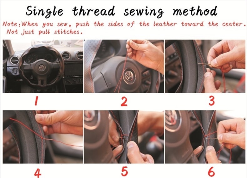 Car Steering Wheel Braid Cover Needles And Thread Artificial Leather Car Covers Suite 7 Color DIY Texture Soft Auto Accessories