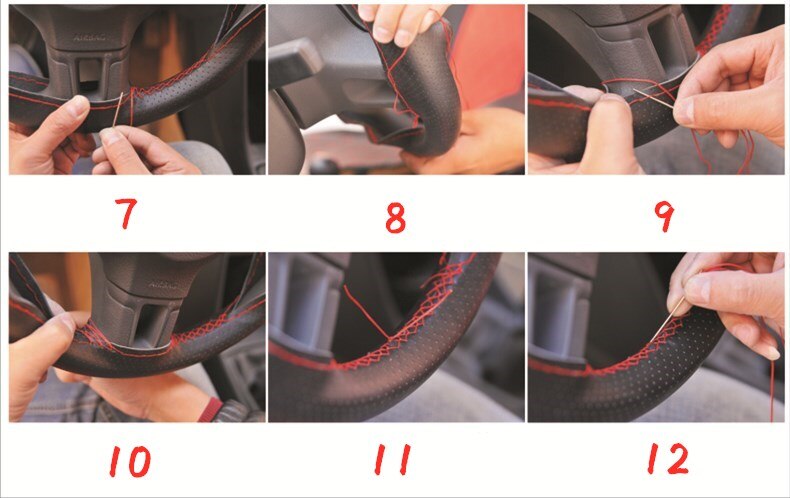 Car Steering Wheel Braid Cover Needles And Thread Artificial Leather Car Covers Suite 7 Color DIY Texture Soft Auto Accessories
